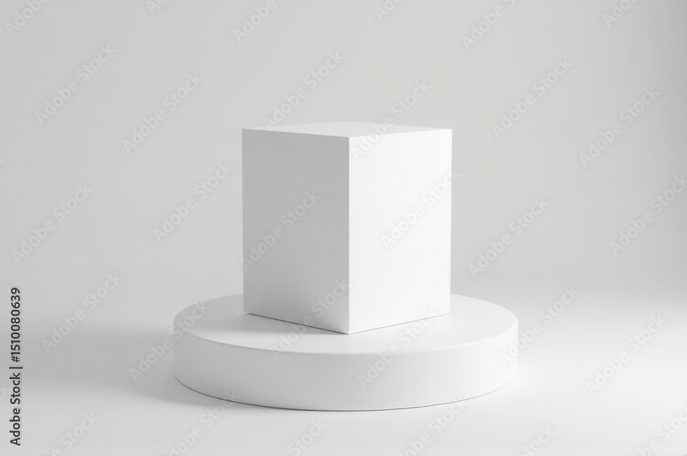 Poster a white pedestal with a square box on top, ideal for showcasing small items or creating a decorative