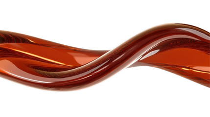 Abstract Twisting Fluid Shape in Rich Amber Color with Elegant Curves and Smooth Textures