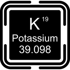Potassium Periodic Table Black Bold Icon