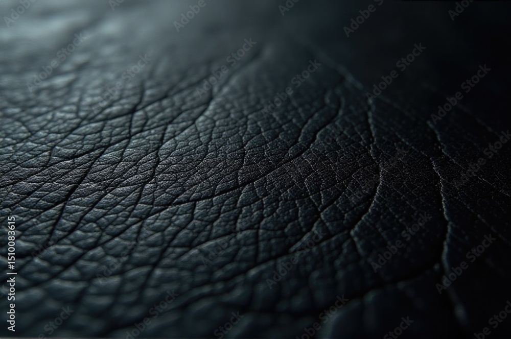 Poster a high-quality image of a black leather surface in close-up, suitable for use in various contexts wh
