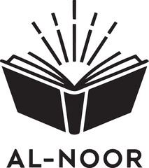 An illuminating open book logo radiating knowledge and discovery, perfect for educational institutions, libraries, publishing houses, and various literacy-focused branding initiatives