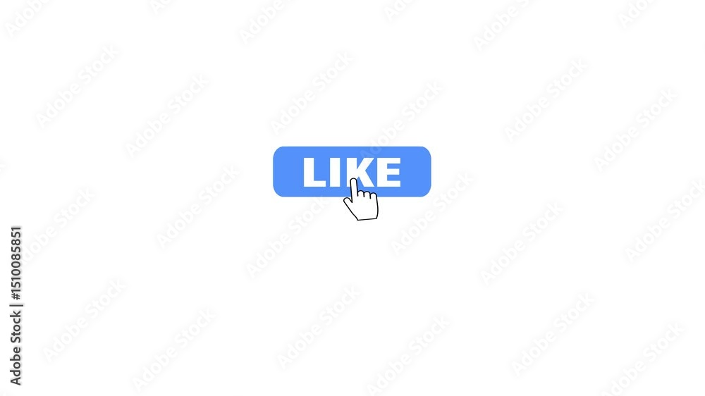 Aufkleber hand cursor icon pressing the like button on a white background