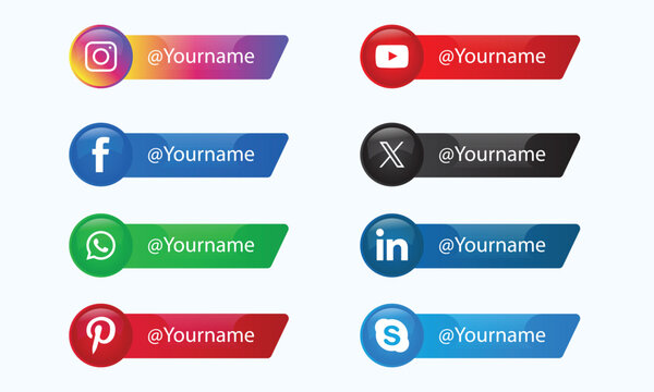 Popular Social Media Glossy Lower Third Vectors