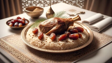 Delectable Roasted Leg of Lamb with Dates and Rice A Festive Middle Eastern Feast