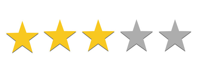 Obraz premium 3 stars customer feedback concept, three stars Rating review, Top quality, Rating stars icon, Five star sign, Rating symbol transparent cutout.png