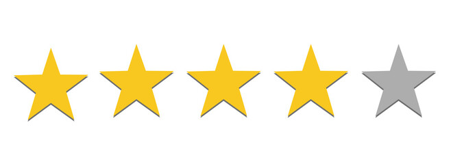 4 stars customer feedback concept, five stars Rating review, Top quality, Rating stars icon, Five star sign, Rating symbol transparent cutout.png