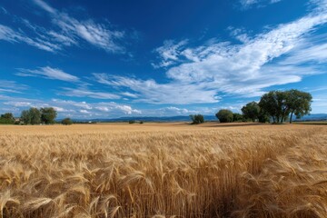 Obraz premium Golden wheat field under a summer sky