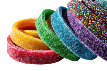 Candy Rolls: A delicious array of colorful candy rolls, each boasting a unique texture, offers a playful and inviting experience for all.