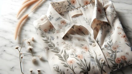 Elegant Floral Print Blouse  A Delicate and Stylish Shirt for Women