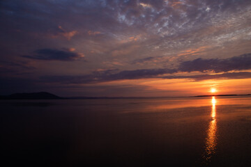 美しい湖の夕暮れ　サロマ湖
