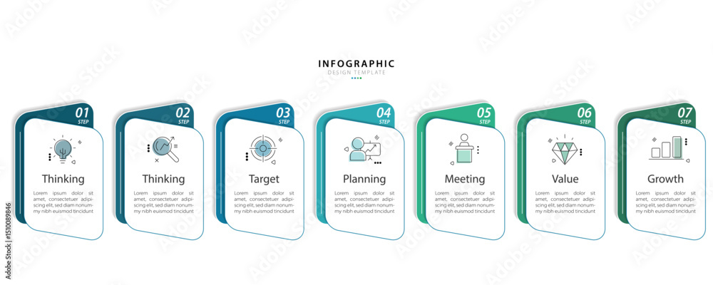 Poster timeline creator infographic template. 7 step timeline journey, calendar flat simple infographics de