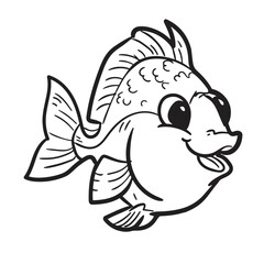 cartoon fish vector illustration. Drawing. Coloring