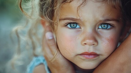 Close-up portrait of a thoughtful young girl.