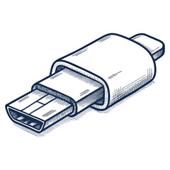 Illustration of a USB connector adapter with detailed line art style.