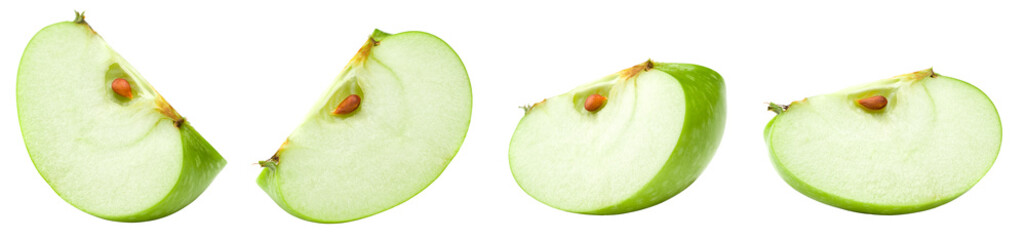 piece of green apple isolated on white background. clipping path