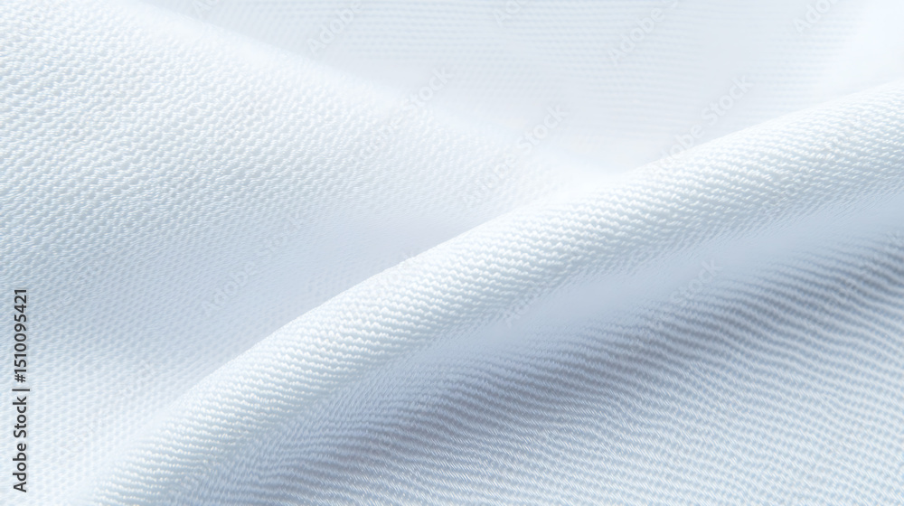 Poster close-up of white textured fabric with folds and soft lighting, creating a clean and minimalist aest
