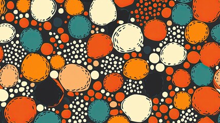 Retro style abstract seamless pattern with colorful geometric shapes overlay
