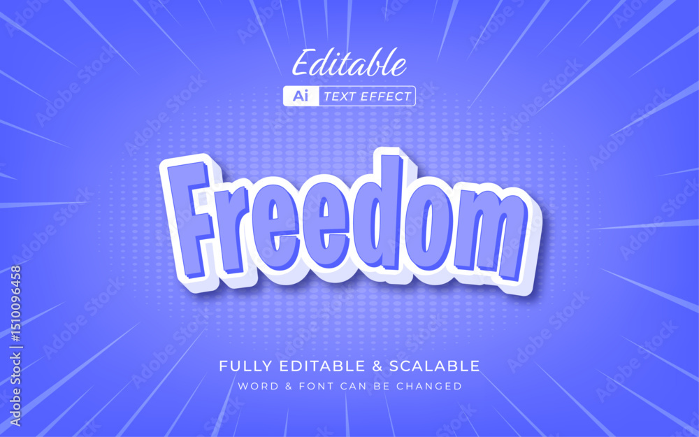 Poster dynamic text for freedom 3d text effect. bold and strong decorative font