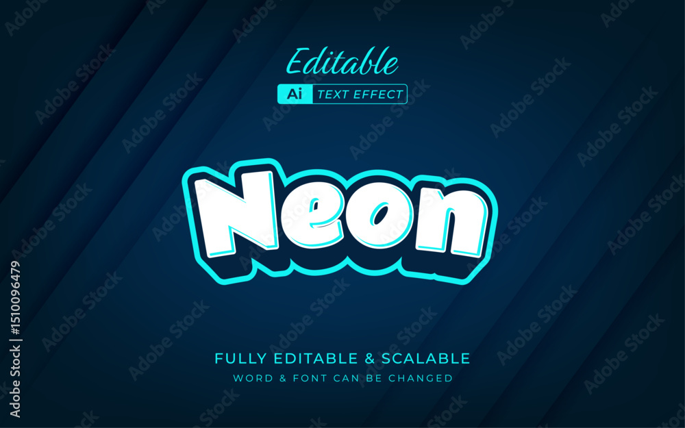Poster glowing neon 3d text effect. glow template and elegant style