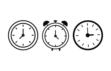 Clock icon set. Time icon vector. watch icon symbol, countdown Timer vector illustration. Time icon set. Timer, alarm, schedule, hourglass, clock icons. Solid icon collection.eps
