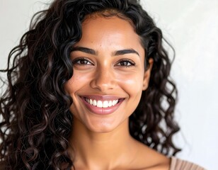 Fototapeta premium Woman smiling, close-up portrait