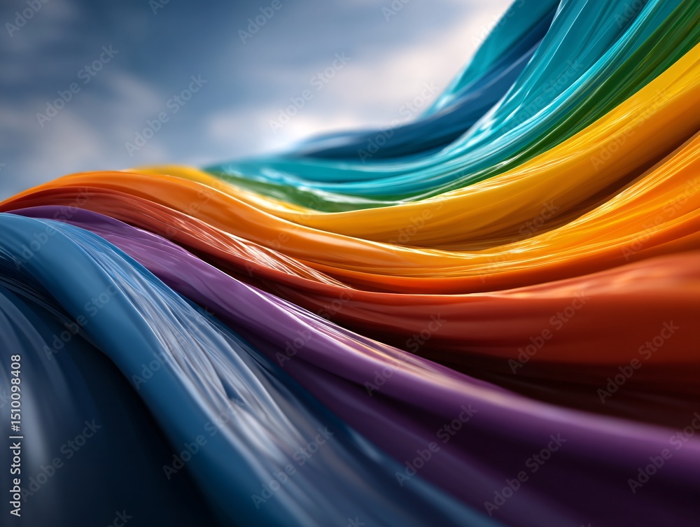 Poster rainbow wave: a dynamic representation of vibrant colors and fluid movement, the image captures a vi