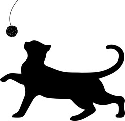 Cat play a yarn toy Silhouette