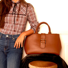 Sac à la mode en cuir marron