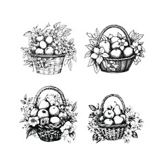 Fototapeta premium basket full of fruit design vector template illustration