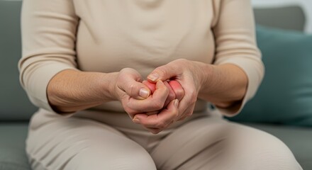 Elderly Woman Experiencing Hand Pain Arthritis, Joint Stiffness, and Hand Pain Relief Strategies