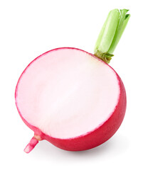 sliced radish isolated on white background. clipping path