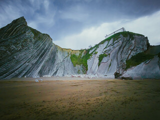 Scenic view of the cliff in Zumaia, Spain