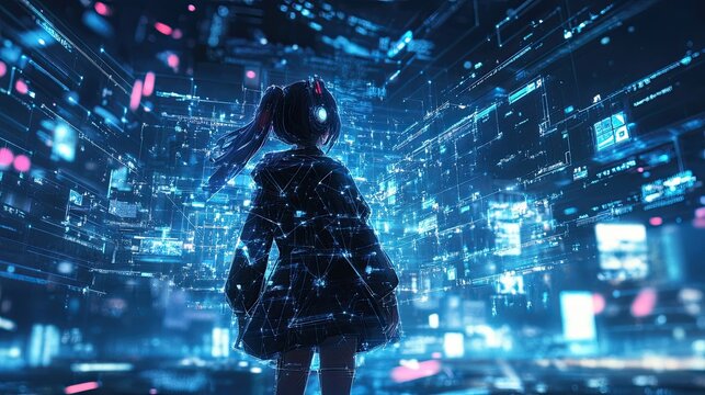 Cyberpunk Aesthetic: A digital gaze into a futuristic world of connections