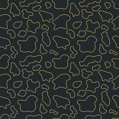 Seamless cow print. Vector dark yellow animal pattern with cow design. Template for postcard, fabric, textile, wallpaper, paper, packaging