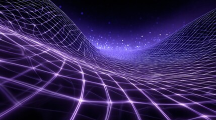 Cybernetic Landscape: An ethereal, digital rendering of interconnected nodes forming a mesmerizing 3D grid, pulsating with vibrant, neon-like lines against a dark, starry backdrop.
