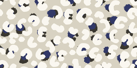 Pastel seamless leopard pattern with bold spots and light accents on a soft beige background. Ideal for textile design, fashion, packaging, and digital projects inspired by wild animal prints