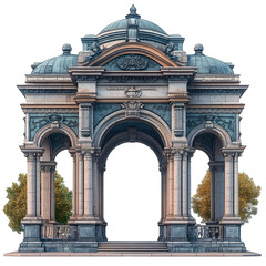 Obraz premium 3D front view illustration of a Łazienki Park monument isolated on a white transparent background 