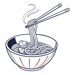 Minimalistic Noodle Bowl Vector with Chopsticks