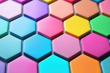 Colorful Hexagon Pattern for Modern Wall Art and Design Accents in Vibrant Pastels