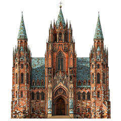Obraz premium 3D front view illustration of a Wrocław Panorama Racławicka monument isolated on a white transparent background 