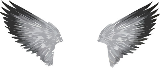 Obraz premium Stylized black and white abstract angel wings design.