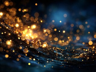 Celestial Luminescence: A captivating display of shimmering light and celestial orbs dance across a deep blue canvas, conjuring a sense of wonder and mystery.