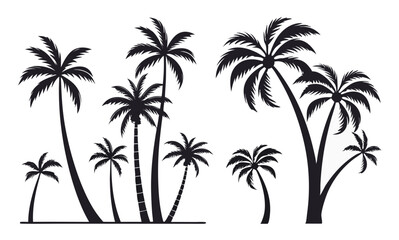 Naklejka premium Tropical paradise silhouettes palm trees vacation