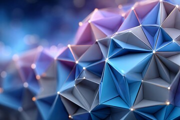 Geometric Jewel: Intricate Geometric abstraction, a mesmerizing tapestry of blue, violet, and white facets that captures the very essence of modern digital artistry.