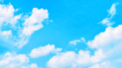 Blue sky with white fluffy cloud. Cumulus clouds background. Cloudscape morning sky. The concepts of freedom of life, never give up and positive though energy.