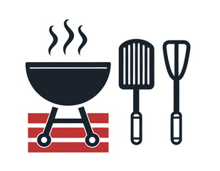 Summer bbq grill icons smoker utensils