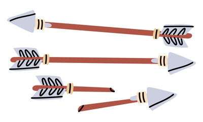 arrows are whole and broken with an iron tip. Archaeological finds, excavations, hunting objects. Suitable for scientific materials, museum projects, textbooks, archeology, anthropology, history