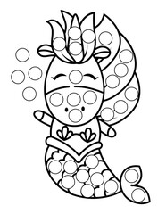 Dot markers pages with animal, vector outline illustration