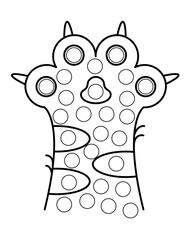 Dot markers pages with animal, vector outline illustration