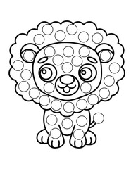 Dot markers pages with animal, vector outline illustration